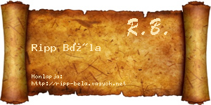 Ripp Béla névjegykártya